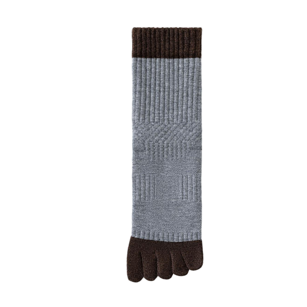 Solid-color five-finger mulberry silk wool men's socks
