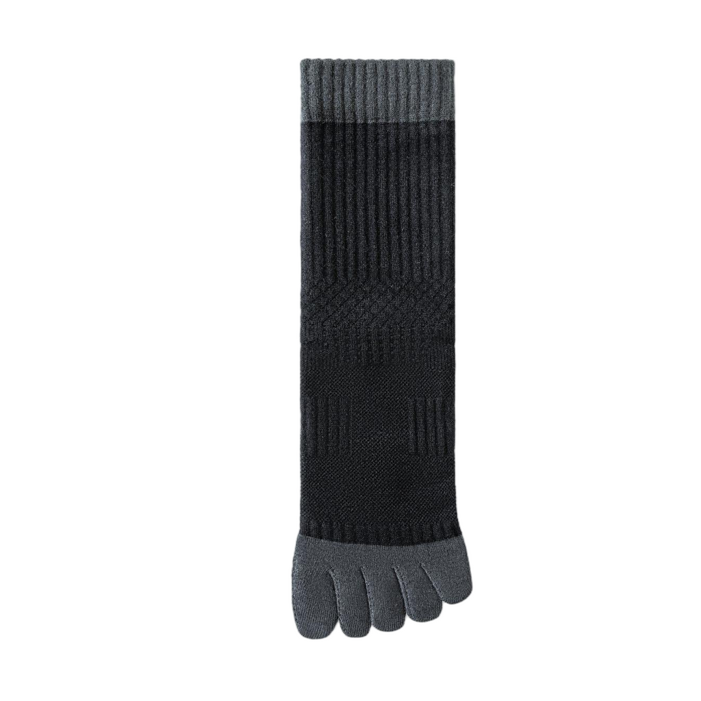 Solid-color five-finger mulberry silk wool men's socks