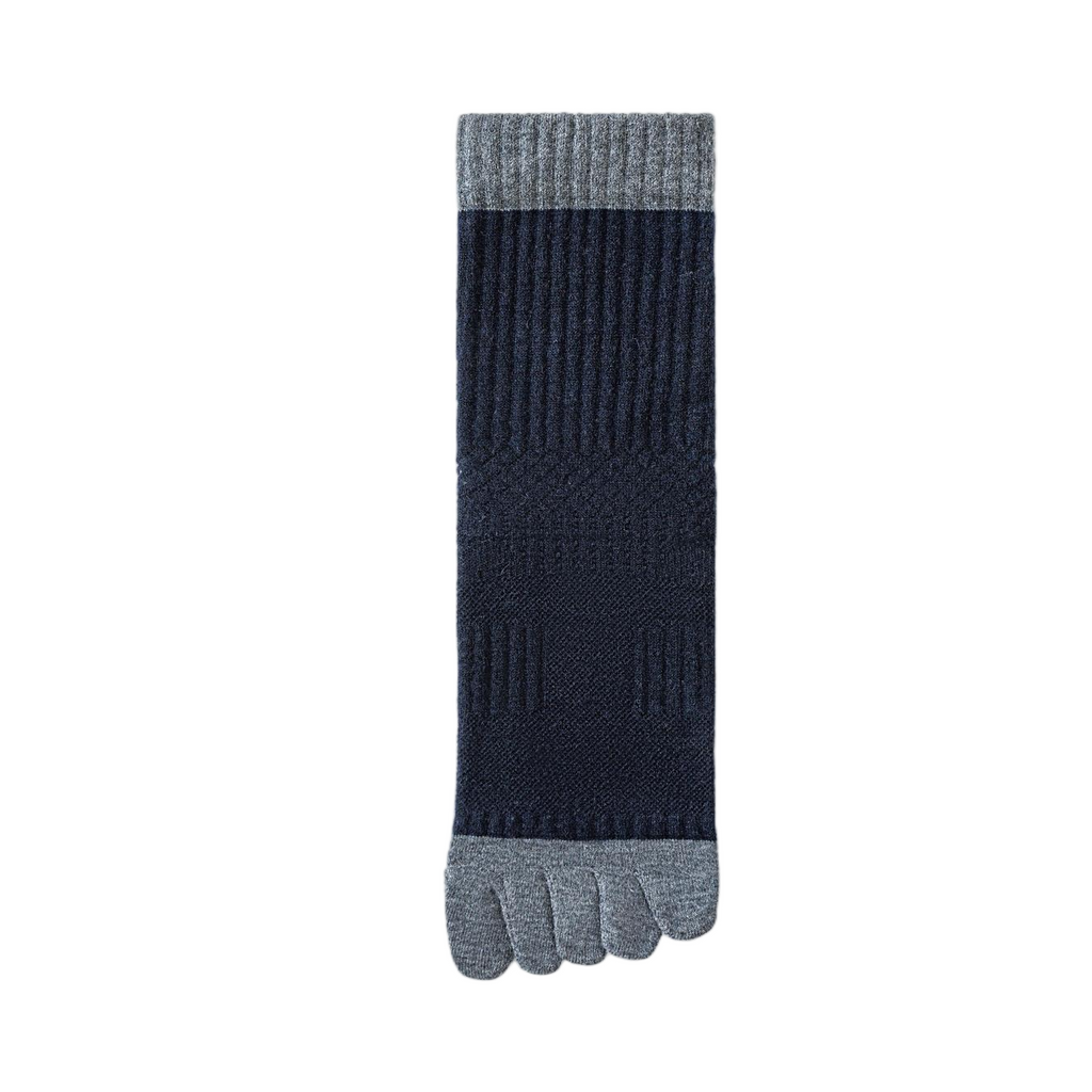 Solid-color five-finger mulberry silk wool men's socks