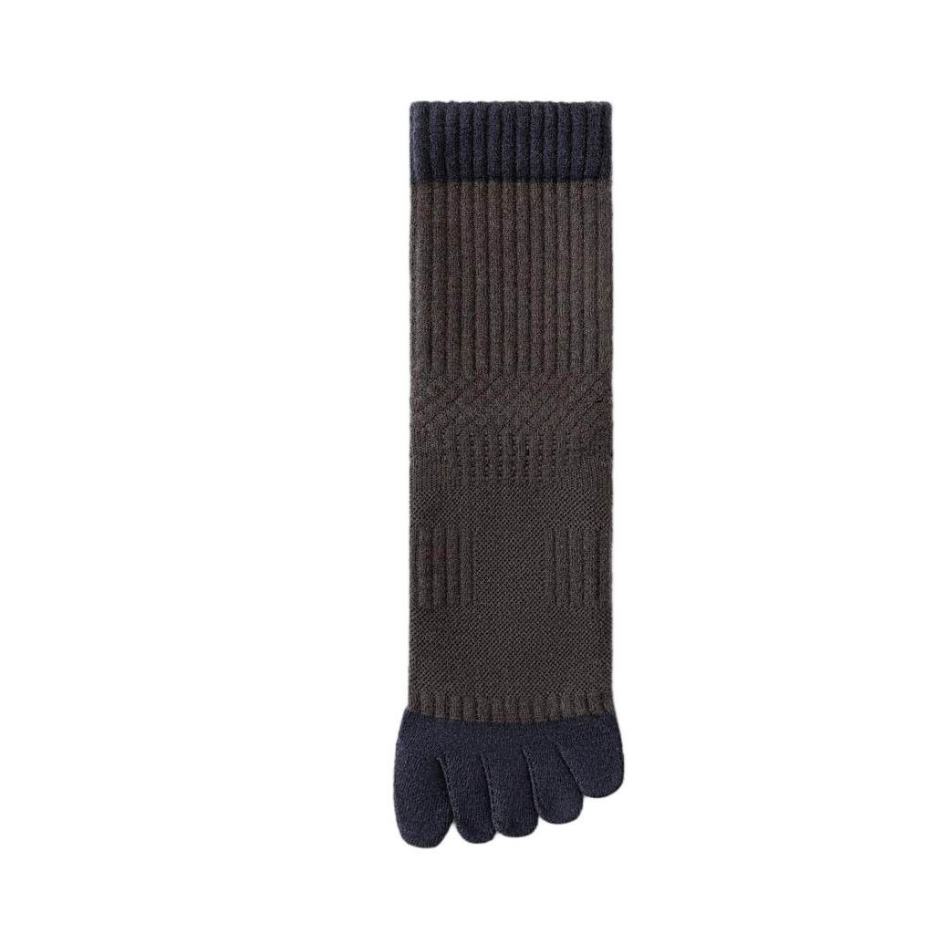 Solid-color five-finger mulberry silk wool men's socks