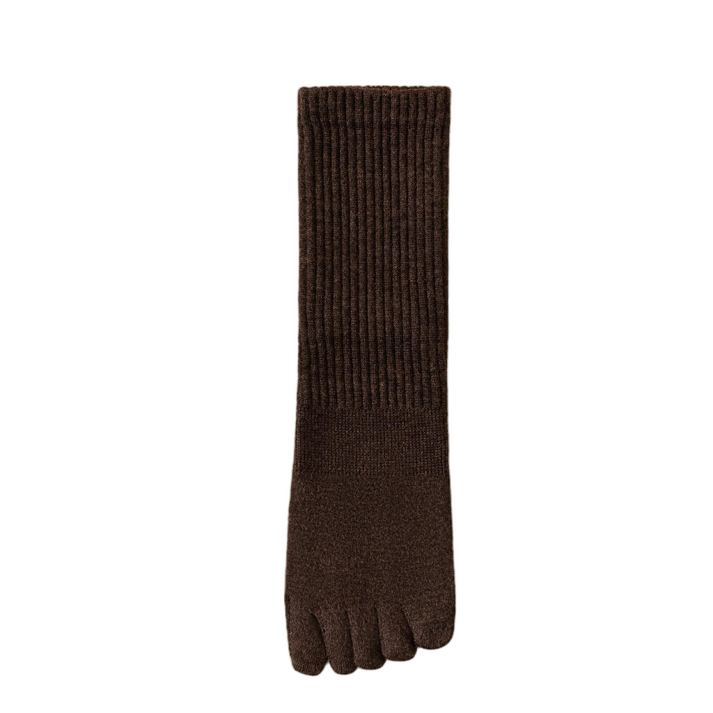 Solid-color five-finger mulberry silk wool men's socks