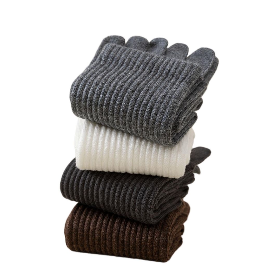 Solid-color five-finger mulberry silk wool men's socks