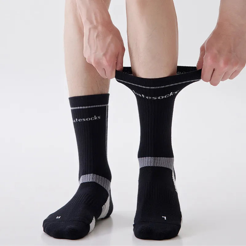 Mid-calf professional badminton running cycling anti-slip shock-absorbing towel-soled sports socks