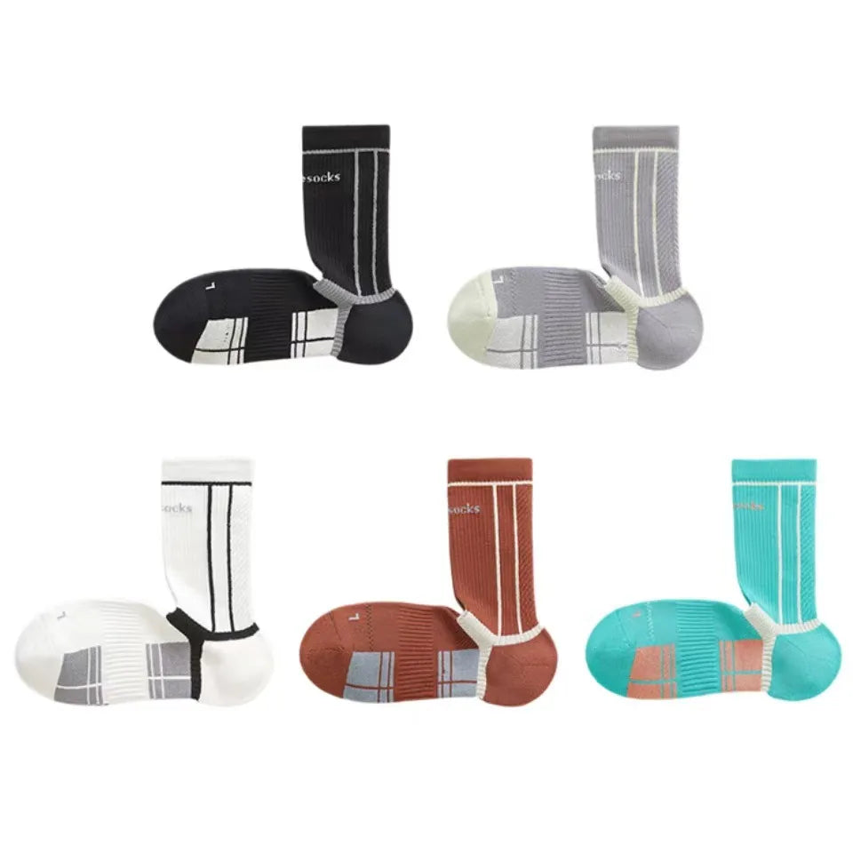 Mid-calf professional badminton running cycling anti-slip shock-absorbing towel-soled sports socks