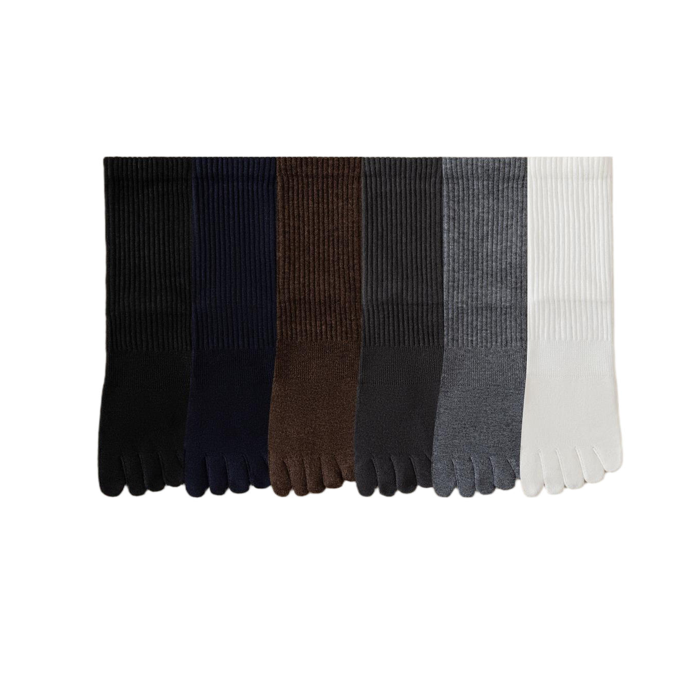 Solid-color five-finger mulberry silk wool men's socks