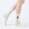Colorful Cotton Thick Terry Embroidered Sweat-Absorbing Breathable Mid-Calf Socks