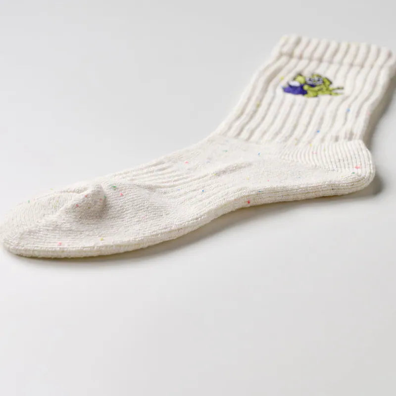 Colorful Cotton Thick Terry Embroidered Sweat-Absorbing Breathable Mid-Calf Socks