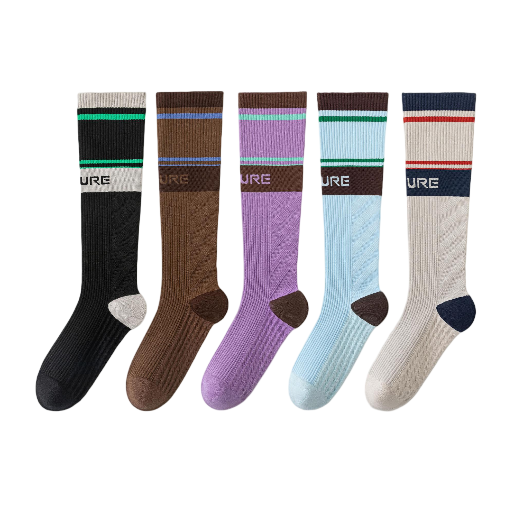 Sports knee-high women's socks, compression socks, breathable