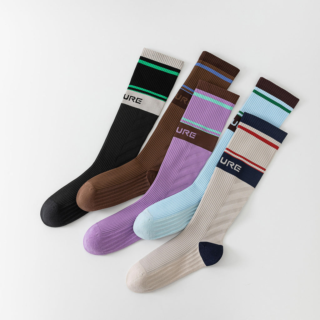 Sports knee-high women's socks, compression socks, breathable