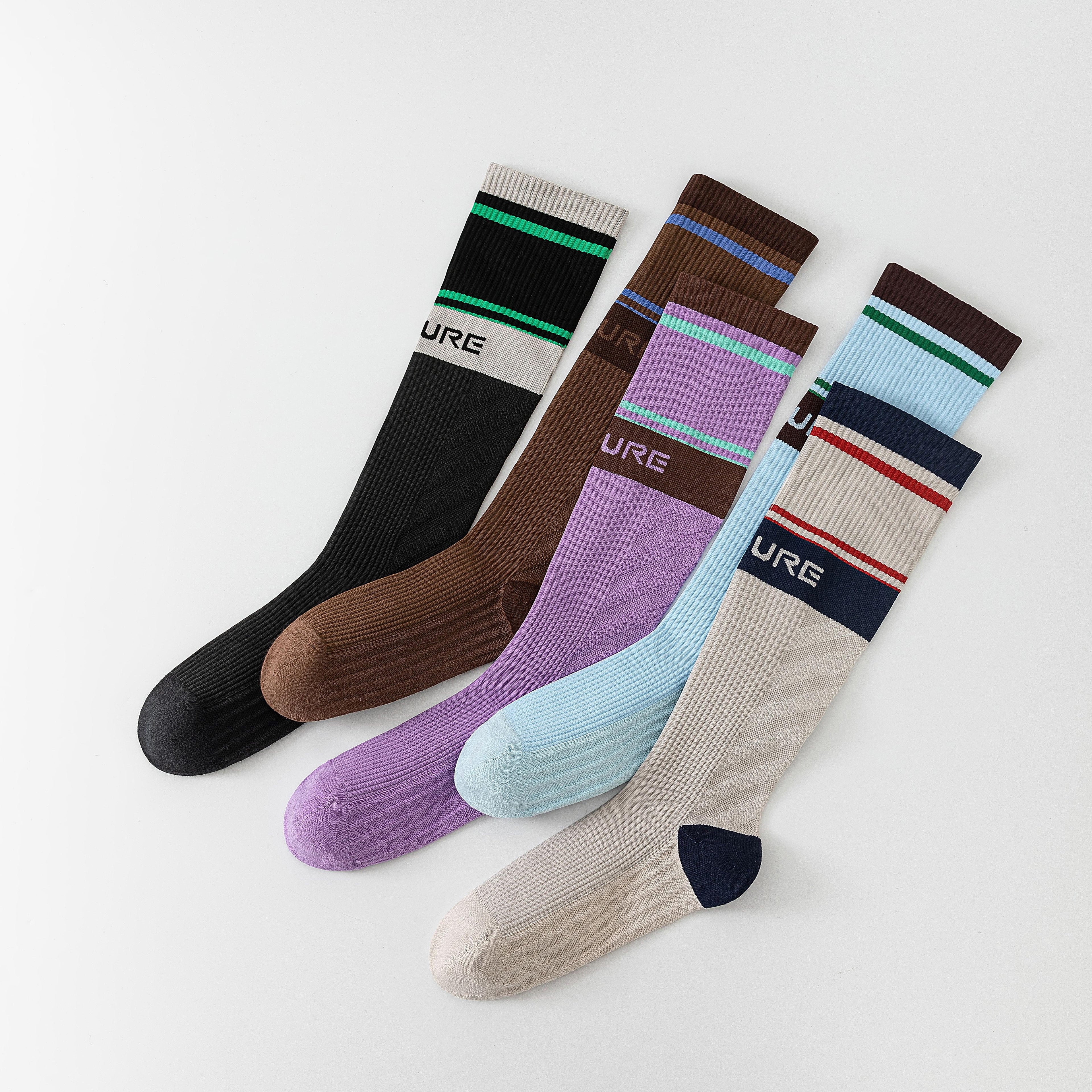 Sports knee-high women's socks, compression socks, breathable