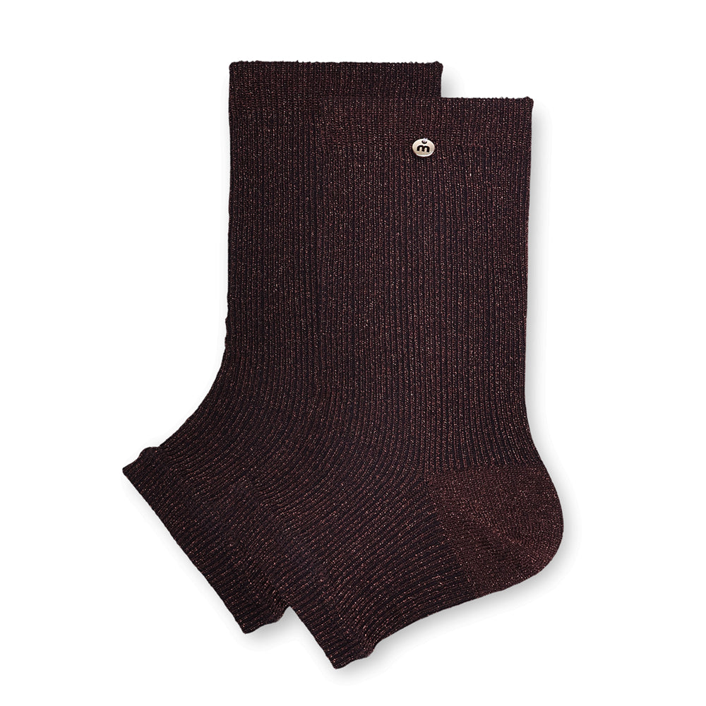 New style women's solid color shiny silk hand-sewn metal pendant mid-calf socks with heel and foot covers, super trendy