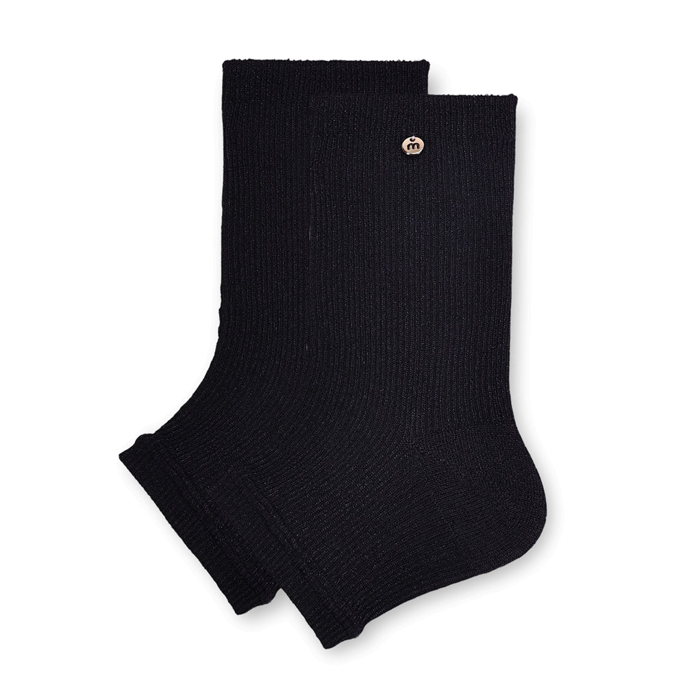 New style women's solid color shiny silk hand-sewn metal pendant mid-calf socks with heel and foot covers, super trendy