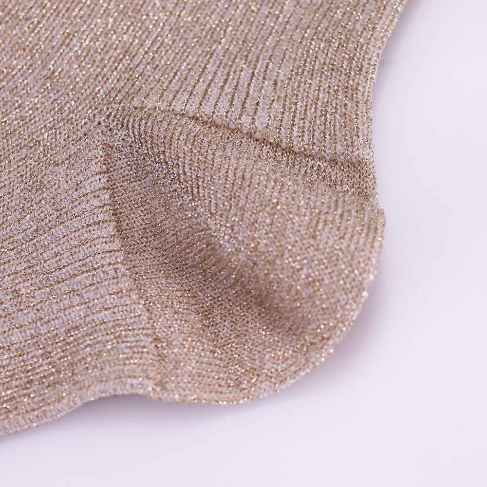 New style women's solid color shiny silk hand-sewn metal pendant mid-calf socks with heel and foot covers, super trendy