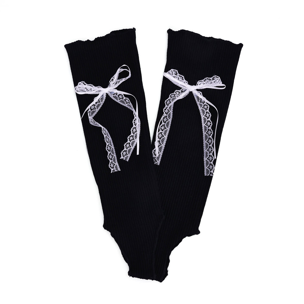 1 Pair Bow-tie patterned stockings, women's long stockings with a unique ballet-style footbed, JK style knee-high bobby socks