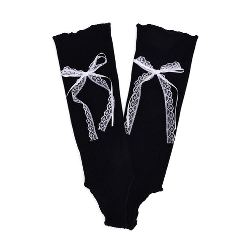 1 Pair Bow-tie patterned stockings, women's long stockings with a unique ballet-style footbed, JK style knee-high bobby socks