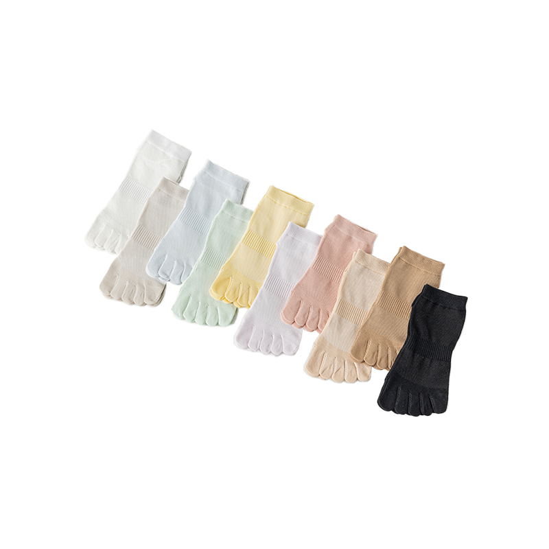 Light exercise candy-colored quick-absorbing cotton boneless five-finger women's socks