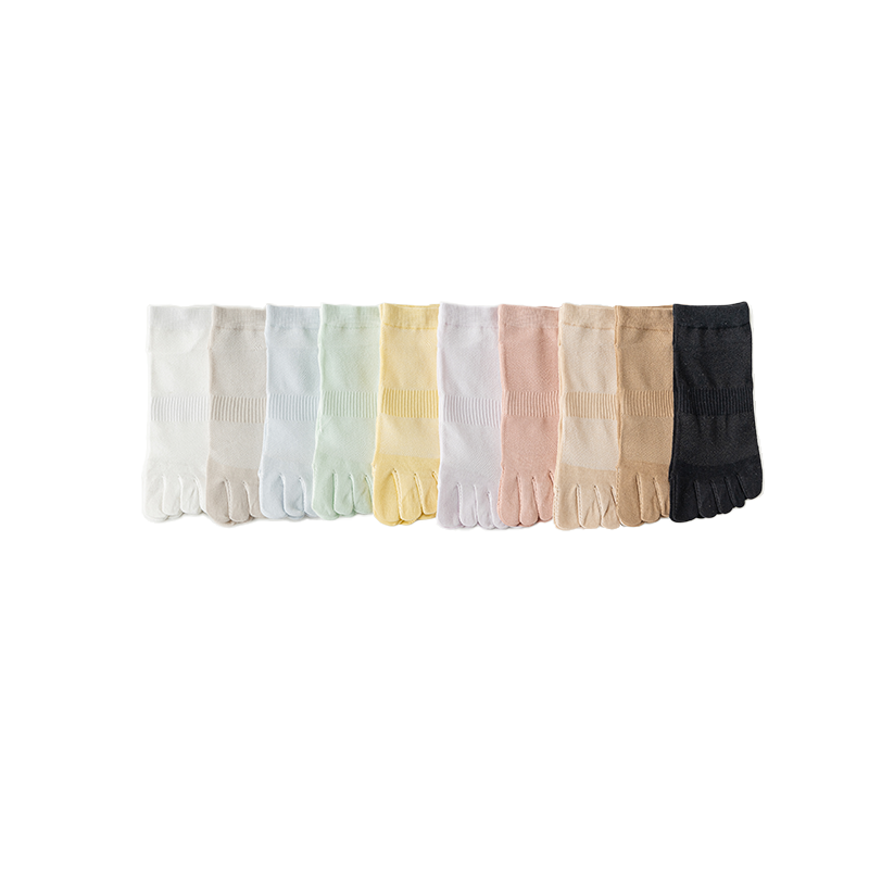Light exercise candy-colored quick-absorbing cotton boneless five-finger women's socks