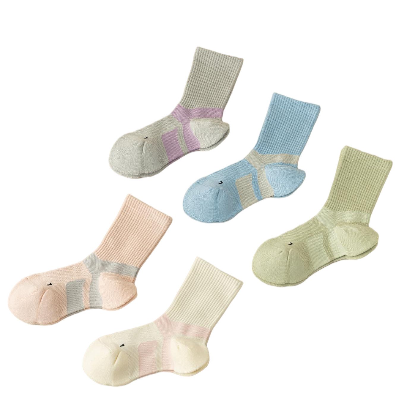 Cottony, lightweight, comfortable, and color-blocked women's mid-length socks