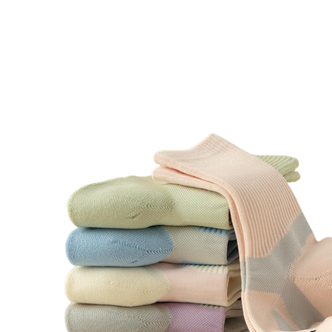Cottony, lightweight, comfortable, and color-blocked women's mid-length socks