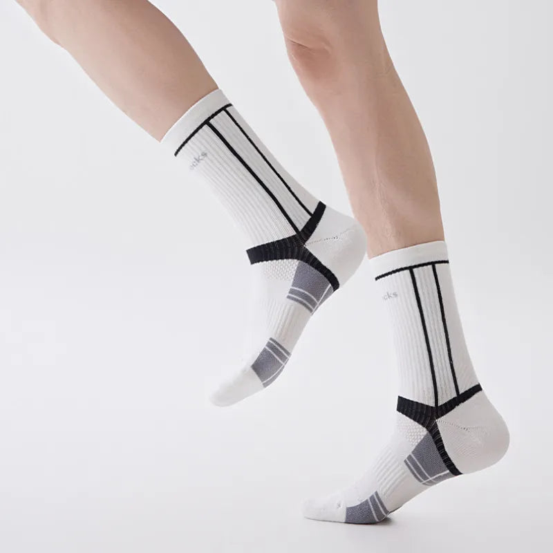 Mid-calf professional badminton running cycling anti-slip shock-absorbing towel-soled sports socks