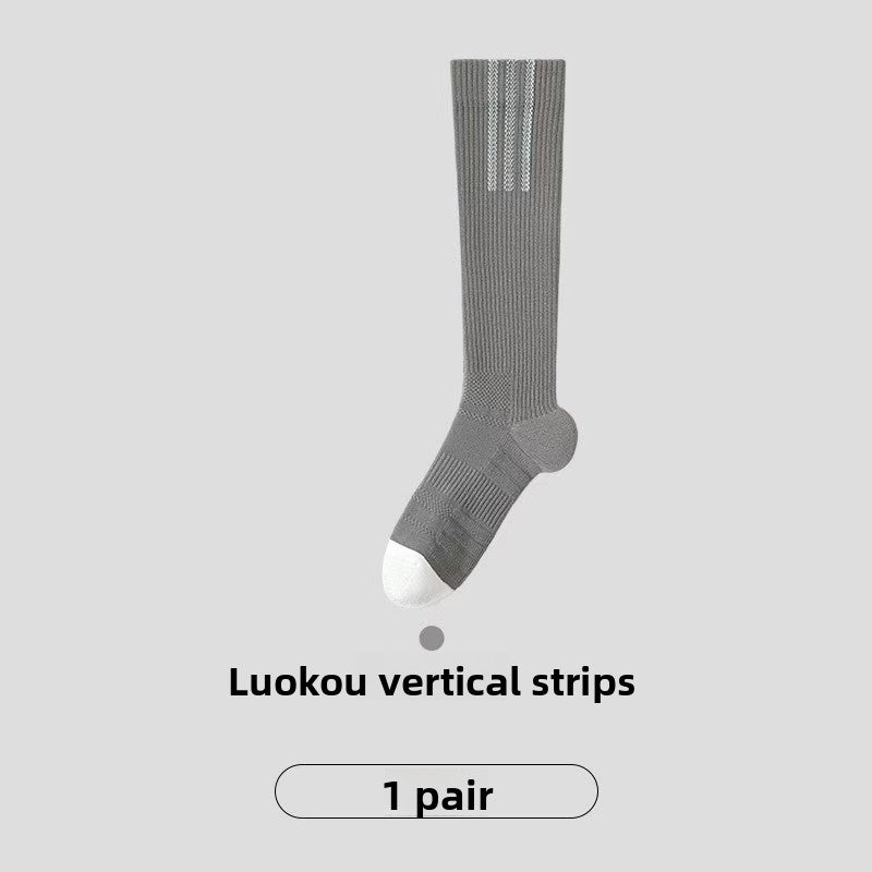 Gray sports knee-high women's socks, compression stockings, breathable
